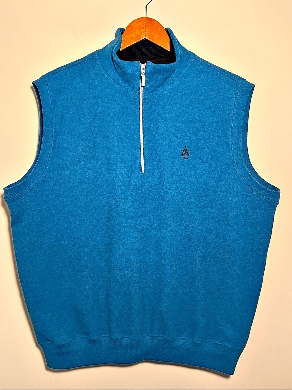 Carnoustie Mens L Aronimink Golf Club 1896 Quarter Zip Vest Blue Cotton